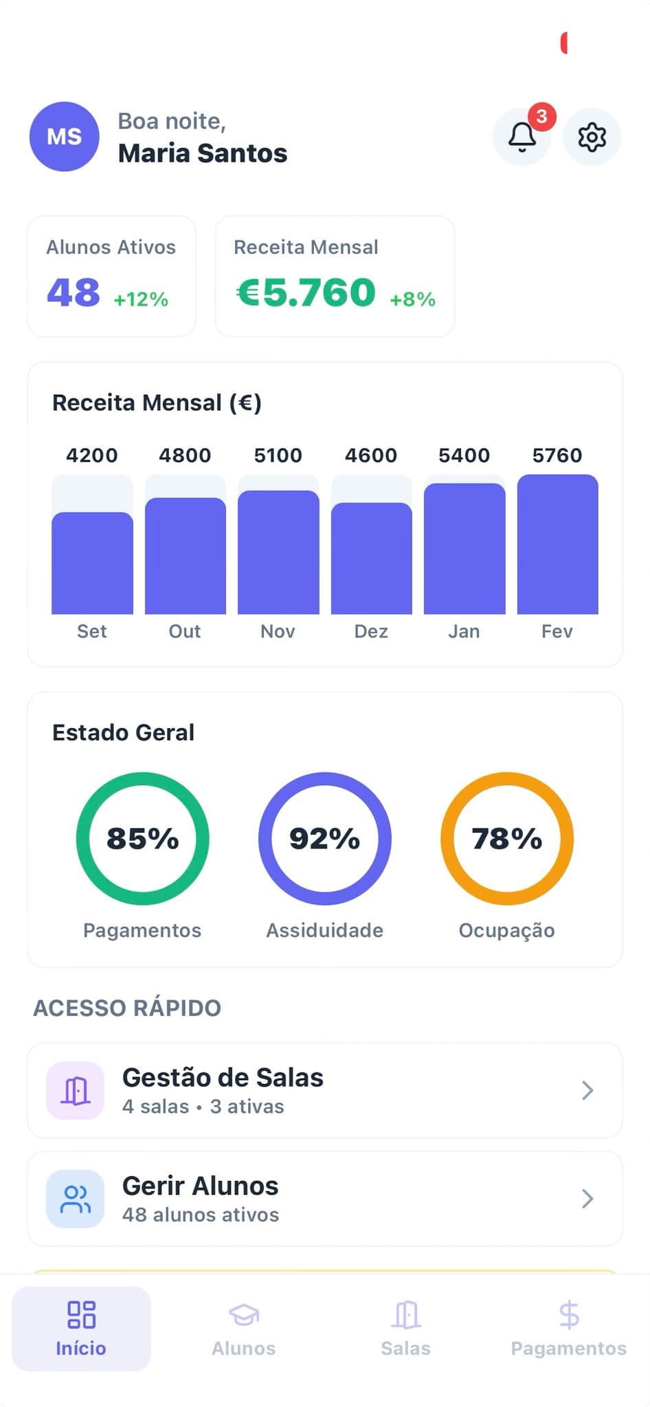 Sistema de Gestão de Centro de Estudos